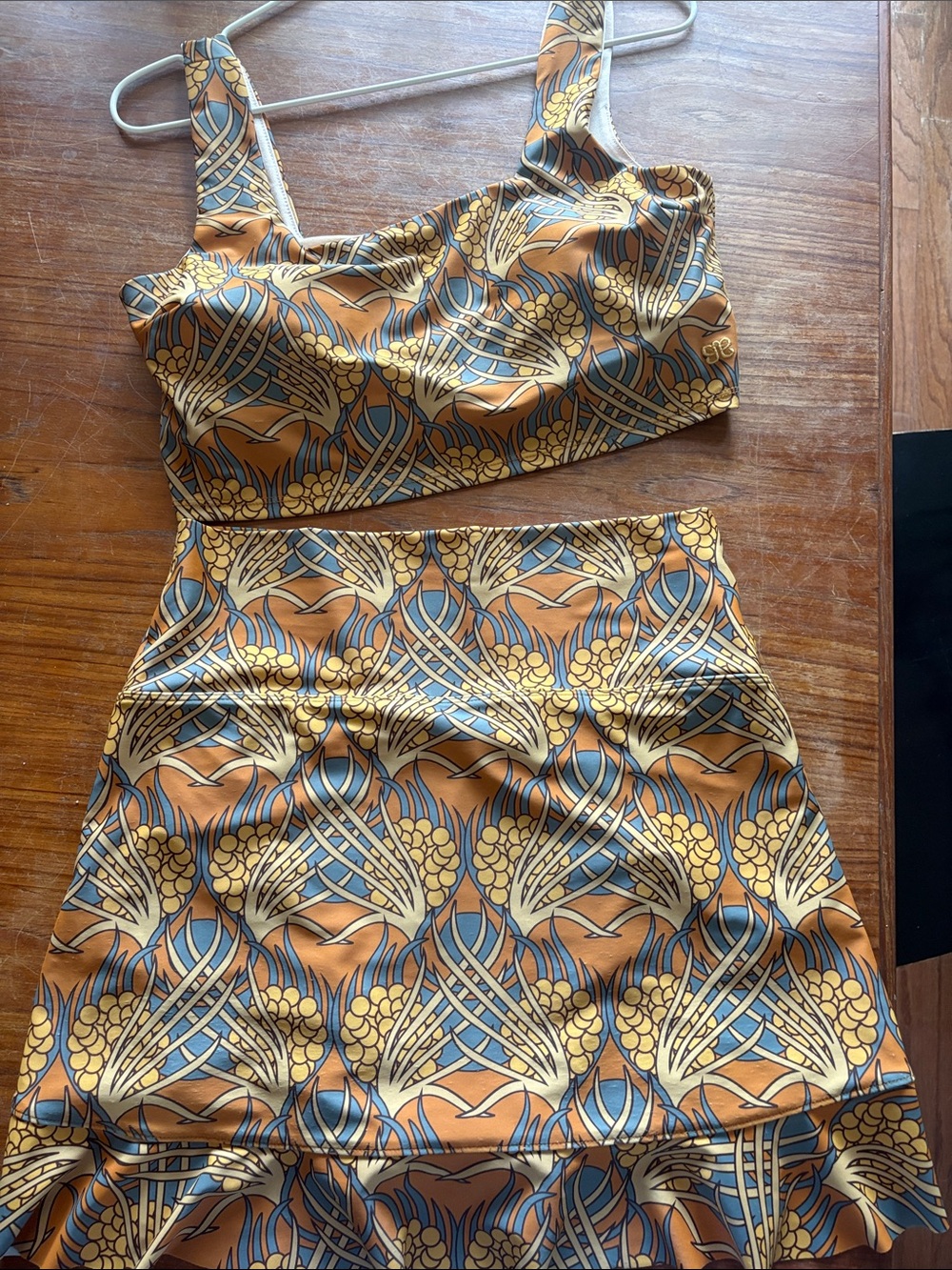 Albion Golden Hour Floral-Print Bikini Set in Mustard and Blue